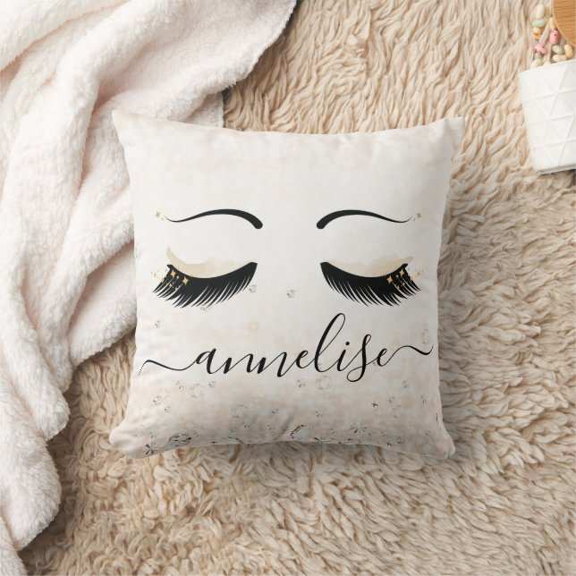 Coussin Eyelashes d'or personnalisés avec diamants (Couverture)