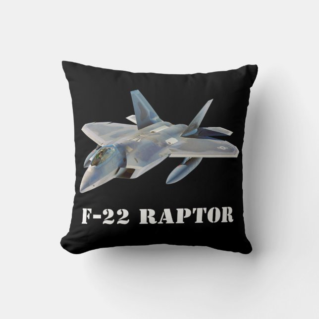 Coussin F-22 Raptor Fighter Jet en noir (Recto)
