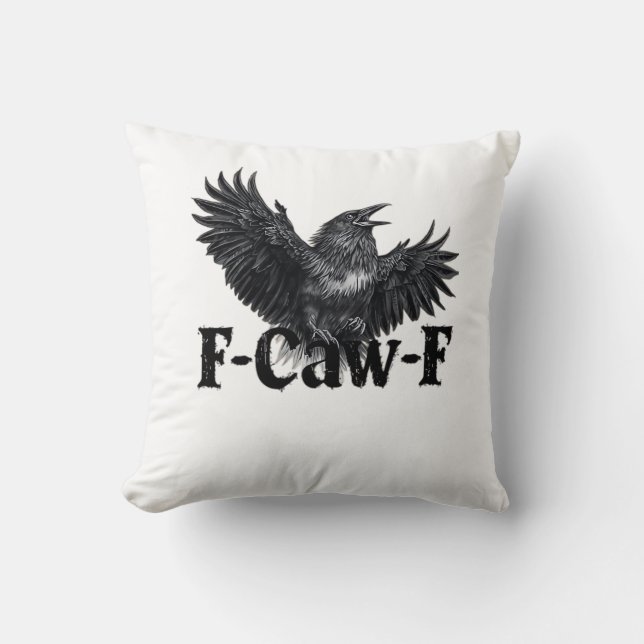 Coussin F-Caw-F Angry Raven Art Print Gothic Crow Illustra (Recto)