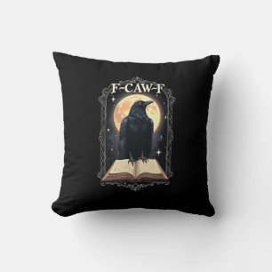 Coussin F-Caw-F Corbeau Drôle Halloween Corbeau Lune