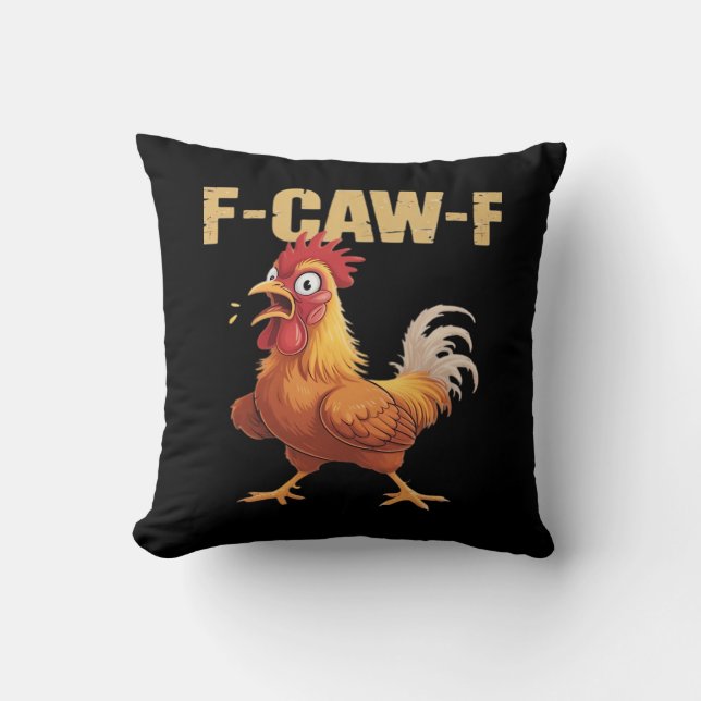 Coussin F-Caw-F Corbeau Humour Gothique Drôle (Recto)