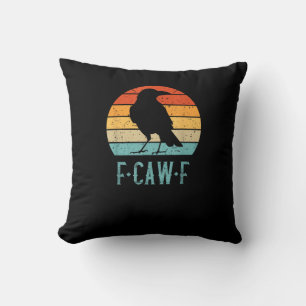 Coussin F-Caw-F Corbeau Oiseau Rétro Coucher de soleil Vin