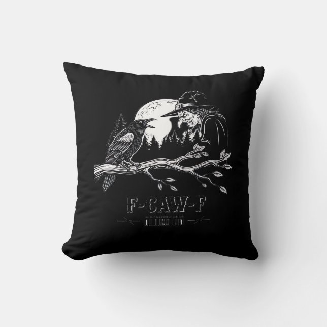 Coussin F-Caw-F Corbeau Sorcière Halloween F-Caw-F (Recto)