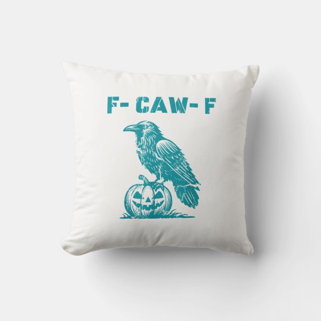 Coussin F-Caw-F Drôle Corbeau Gothique Corneille Rétro Cla (Recto)