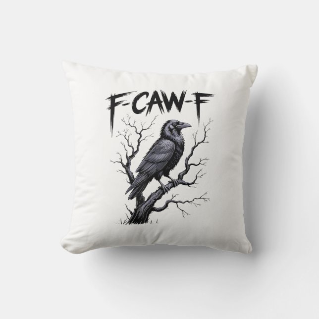 Coussin F-Caw-F Funny Raven Crow Spooky Season Halloween V (Recto)