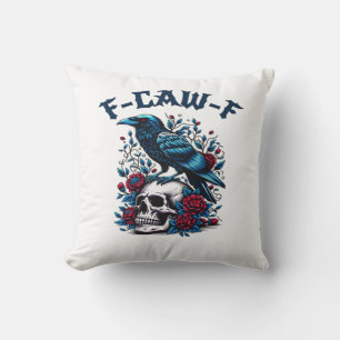 Coussin F-Caw-F Gothique Corbeau Crâne Classique