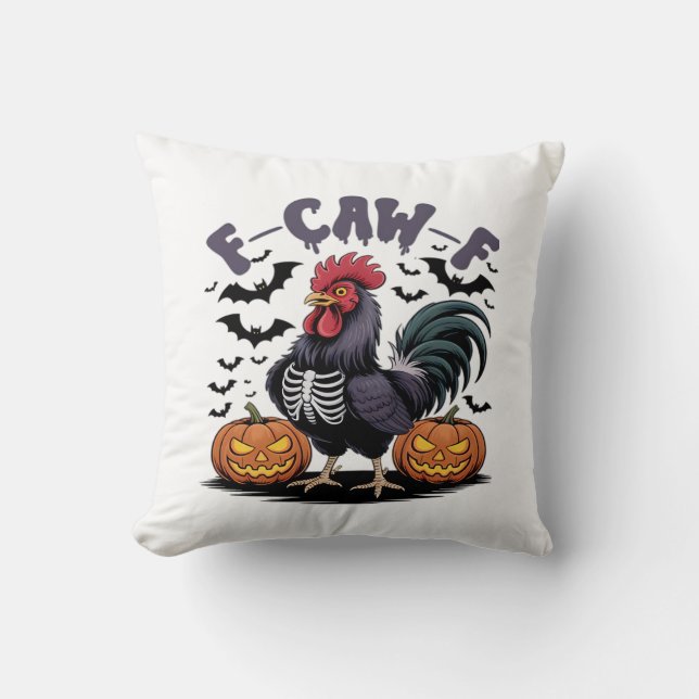 Coussin F-Caw-F Humour Corbeau Drôle Gothique (Recto)