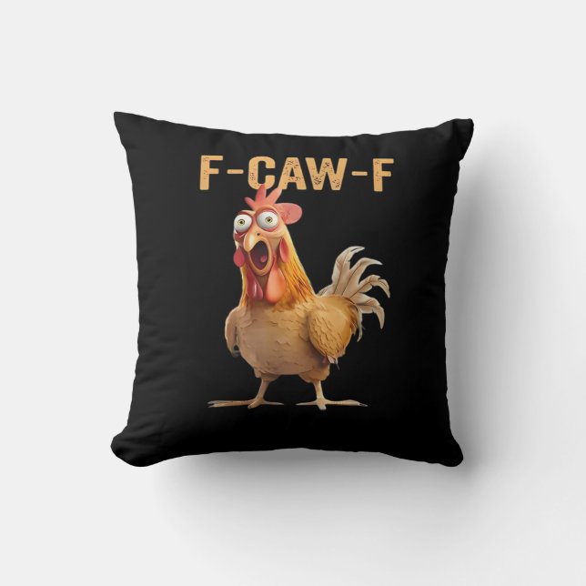 Coussin F Caw F Humour de poulet drôle Mème Coq Classique (Recto)