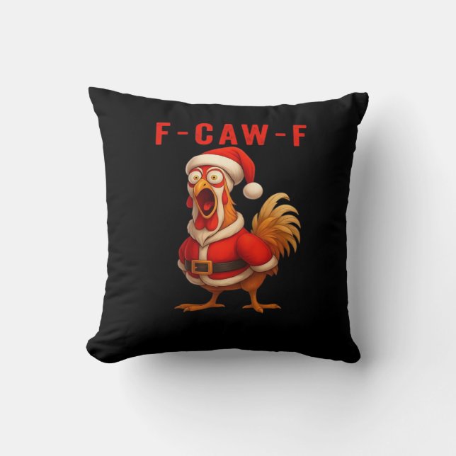 Coussin F-Caw-F Joyeux Poulet de Noël Essentiel (Recto)