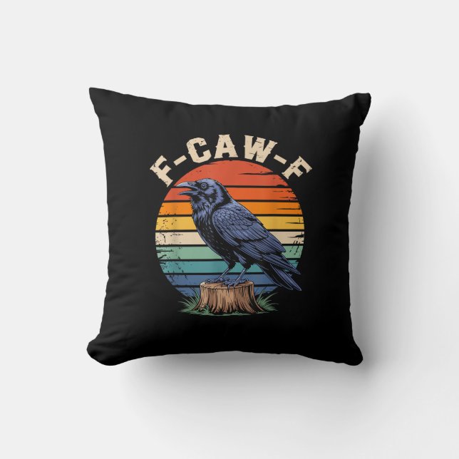 Coussin F-Caw-F Raven Moon Gothic Halloween Crow Bird Love (Recto)