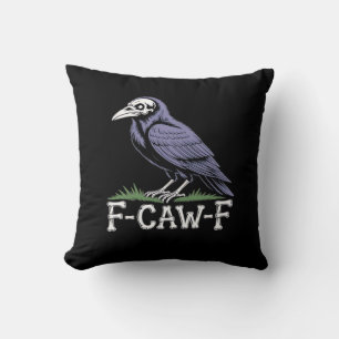 Coussin F-Caw-F Texte d'os Crâne Corbeau - Humour Gothique