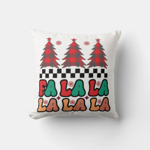 Coussin Fa la la Retro Vacances de Noël Super