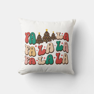 Coussin Fa la la Retro Vacances de Noël Super