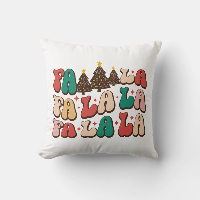 Coussin Fa la la Retro Vacances de Noël Super (Recto)