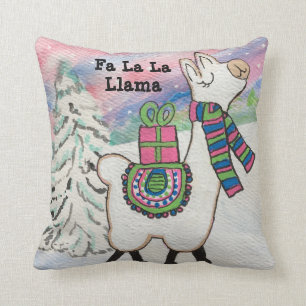 Coussin Fa La Llama Cute Fille Noël