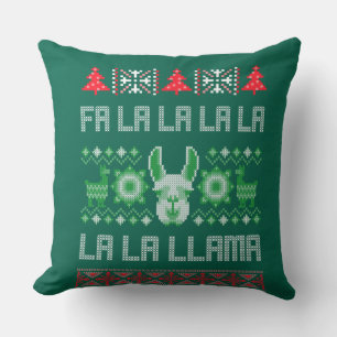 Coussin Fa La Llama Shirt - Llam Chandail de Noël moche