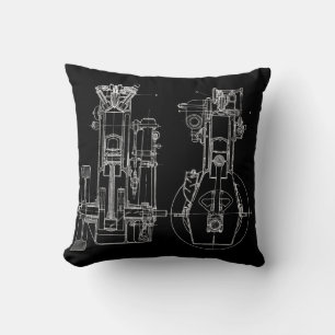 Coussin FaB MeChaNiCal DrAwinG BlUEpRiNT BlAcK AnD WhITe !
