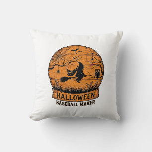 Coussin Fabricant de baseball Halloween Sorcière volante L
