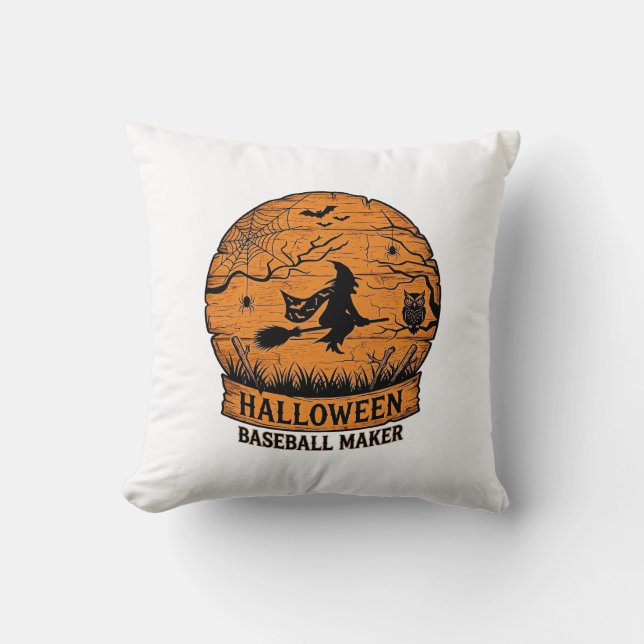 Coussin Fabricant de baseball Halloween Sorcière volante L (Recto)