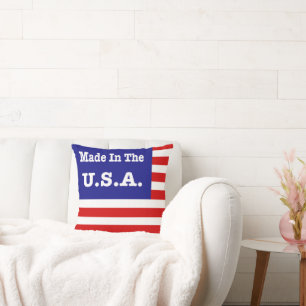 Coussin Fabriqué aux États-Unis Drapeau américain rouge bl