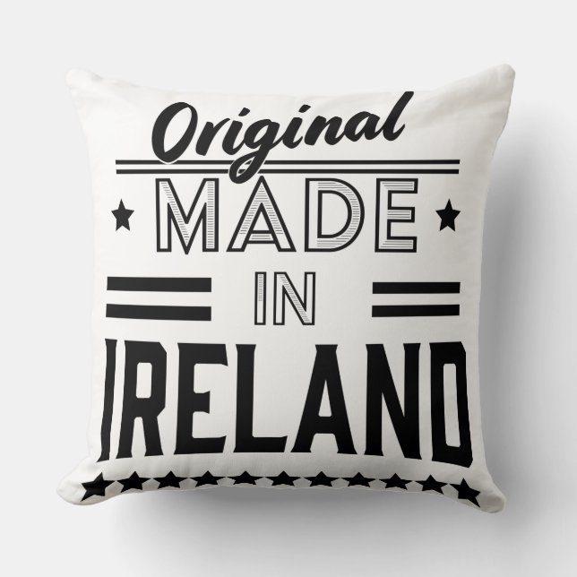 Coussin fabriqué en Irlande beau logo rétro. (Recto)