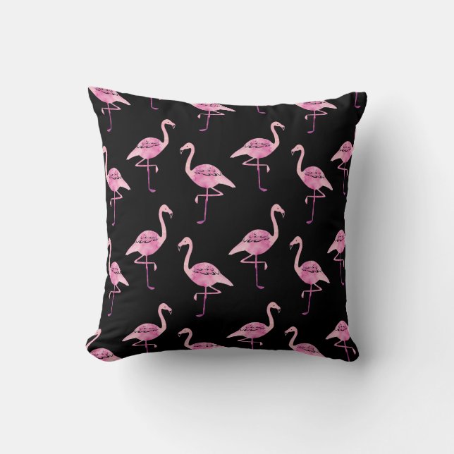 Coussin Fabrique Flamant rose rose Motif d'aquarelle (Recto)