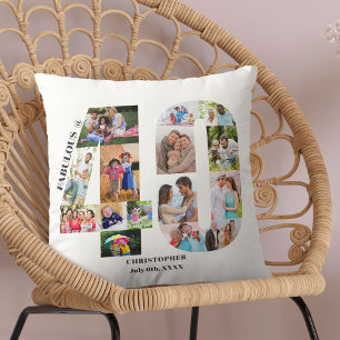Coussin Fabuleux à 40 ans Collage photo Anniversaire 40 an