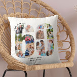 Coussin Fabuleux à 60 Photo Collage 60e anniversaire Perso<br><div class="desc">Cadeau personnalisé 60e anniversaire. Ce coussin décoratif personnalisé a un collage photo soigné en forme de numéro 60 avec typographie gris foncé. Le texte dit "Fabulous @" avec votre nom personnalisé et votre date de naissance (tous que vous pouvez modifier ou laisser vide). Le modèle est prêt pour vous à...</div>