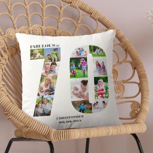 Coussin Fabuleux à 70 ans Collage de photos Anniversaire d