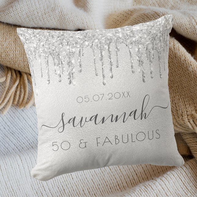 Coussin Fabuleux anniversaire argent parties scintillant g (Créateur téléchargé)