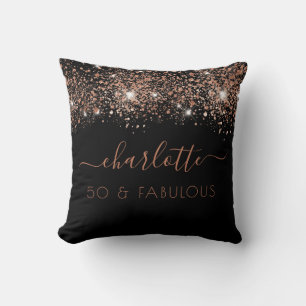 Coussin Fabuleux anniversaire noir rose or parties scintil