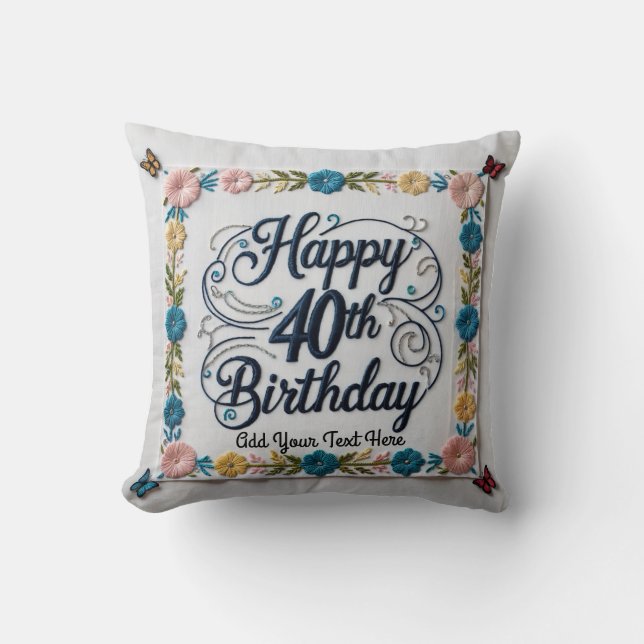 Coussin Fabuleux : Custom 40th Birthday Throw Pillow (Recto)