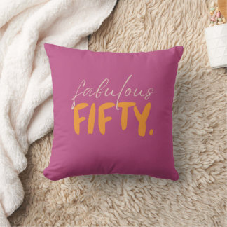 Coussin Fabulous Fifty Pink and Orange Typography