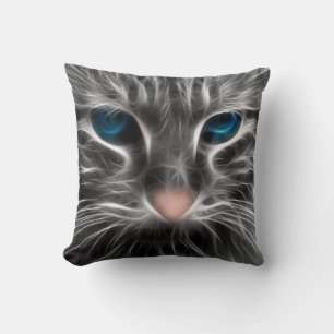 Coussin Face de chat bleu magnifique