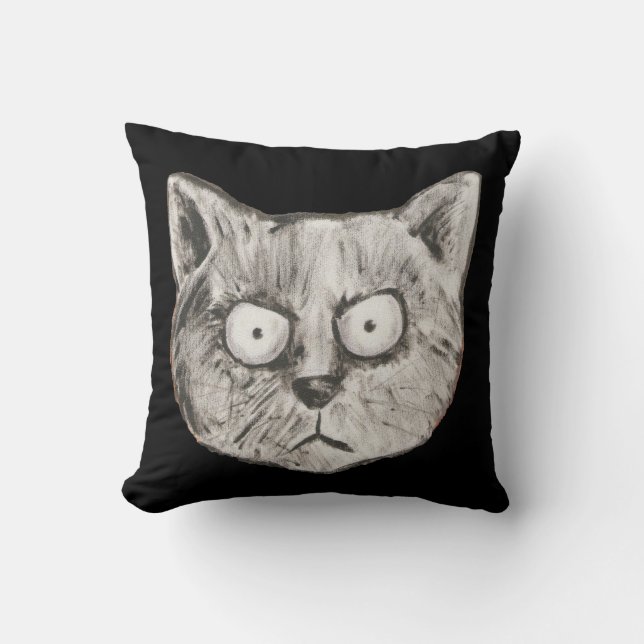 Coussin Face de chat drôle (Recto)