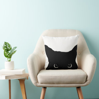 Coussin Face de chat noir en colère