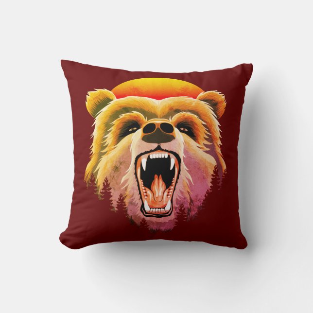 Coussin Face d'ours grizzli (Recto)