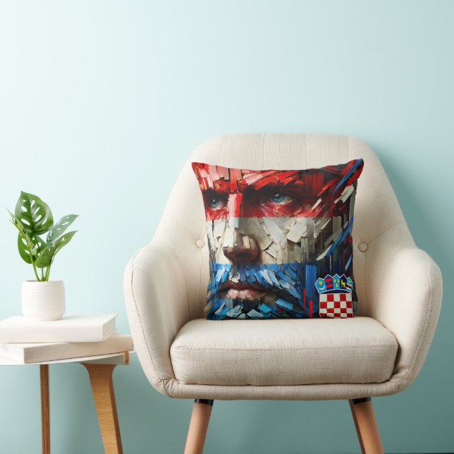 Coussin Face vibrant colors of the Croatian flag (Chaise)
