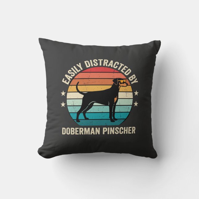 Coussin Facilement distrait par Doberman Pinscher Retro Su (Recto)