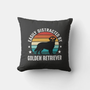 Coussin Facilement distrait par Golden Retriever Retro Sun