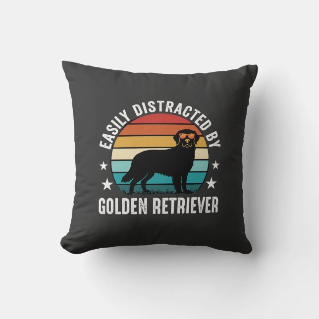 Coussin Facilement distrait par Golden Retriever Retro Sun (Recto)