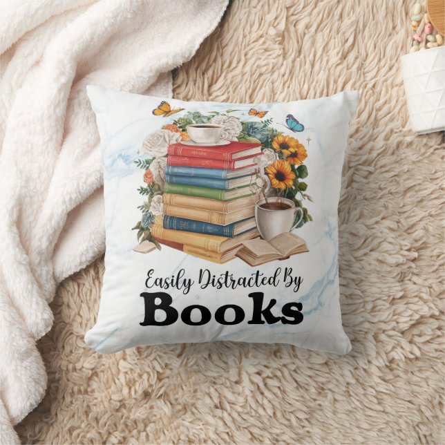 Coussin Facilement Distrait Par L'Aquarelle Des Livres (Couverture)