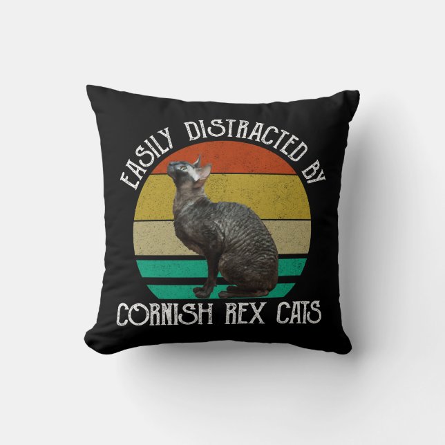 Coussin Facilement Distrait Par Les Chats Cornish Rex (Recto)