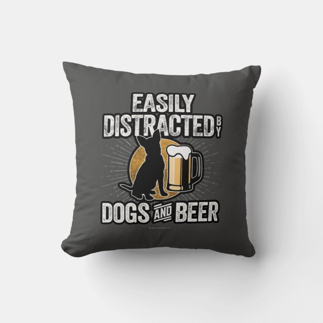 Coussin Facilement distrait par les chiens et l'oreiller à (Recto)