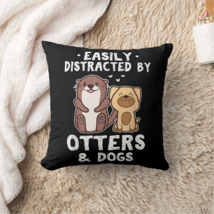 Coussin Facilement Distrait Par Les Loutres Et Les Chiens