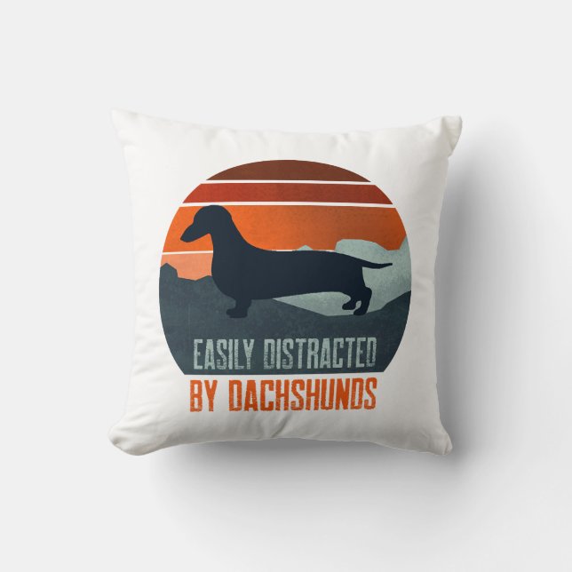 Coussin Facilement Distrait Par Les Promenades De Dachshun (Recto)