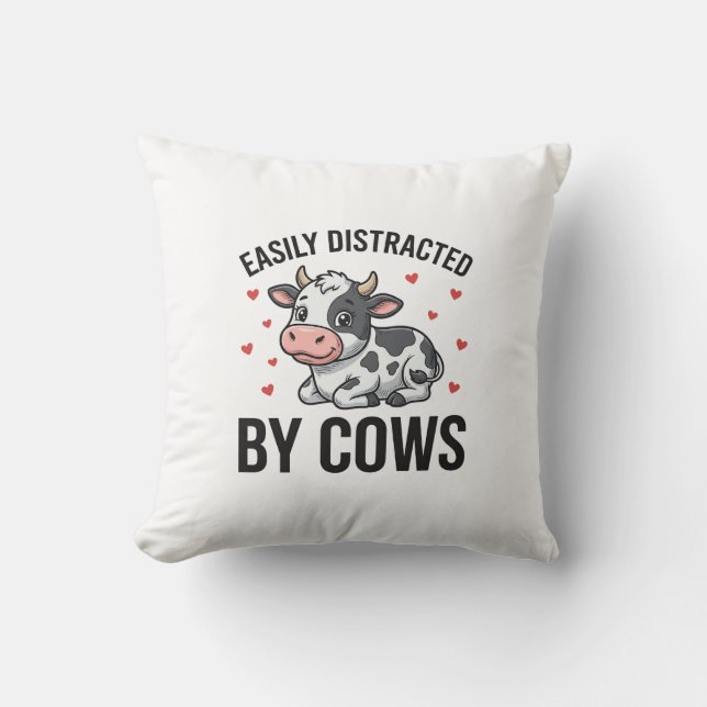 Coussin Facilement distrait par les vaches Graphique de va (Recto)