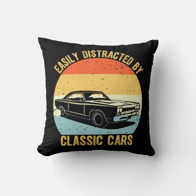 Coussin Facilement Distrait Par Les Voitures Classiques (Recto)