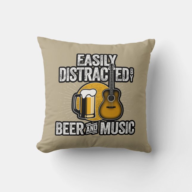 Coussin Facilement distrait par l'oreiller à lancer de biè (Recto)