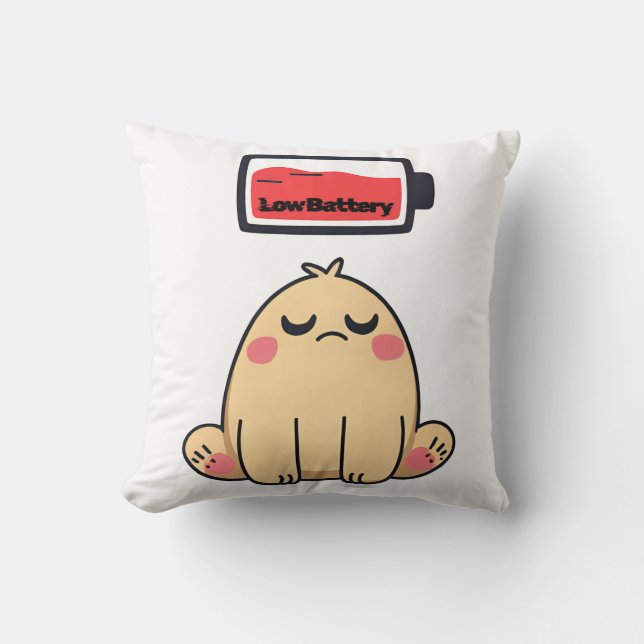 Coussin Faible humeur de batterie - Drôle Doodle comique (Recto)